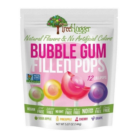 Tree Hugger, Bubble Gum Filled Lillipops, 5.07 Oz (Case Of 6)