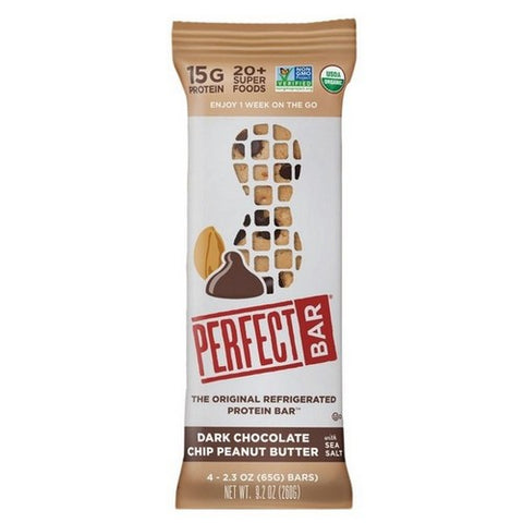 Perfect Bar, Dark Chocolate Chip Peanut Butter Protein Bar, 2.3 Oz X 4 Count (Case Of 4)