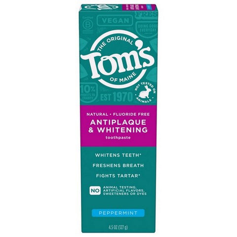 Tom's Of Maine, Peppermint Antiplaque And Whitening Toothpaste, 4.5 Oz (Case Of 6)