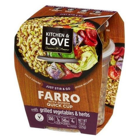 Kitchen And Love, Quinoa Quick Cup Grilled Vegetables Farro, 7.9 Oz (Case Of 6)