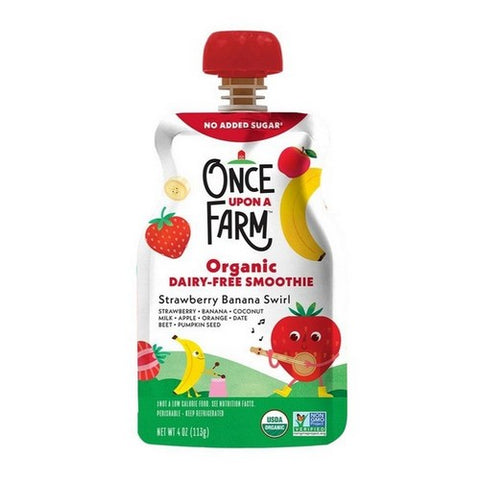 Once Upon A Farm, Organic Kids' Smoothie Strawberry Banana Swirl, 4 Oz X 4 Count (Case Of 6)