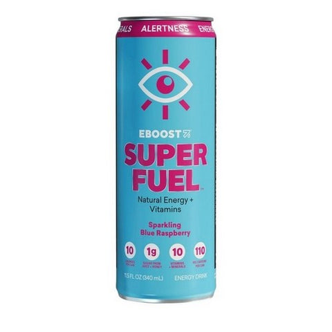 Eboost, Super Fuel Sparkling Blue Raspberry Energy Drink, 11.5 Oz (Case Of 12)