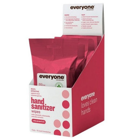 Everyone, Hand Sanitizer Wipes Ruby Grapefruit, 15 Count (Case Of 6)