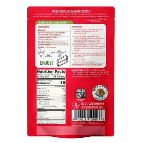 Saucy Lips, Classic Fajita Sauce, 8 Oz (Case Of 6)