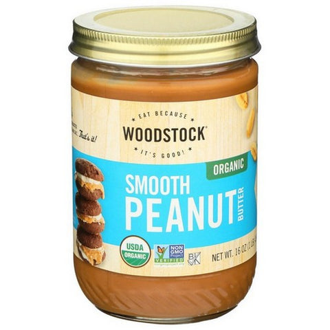 Woodstock, Smooth Organic Peanut Butter, 16 Oz (Case Of 12)