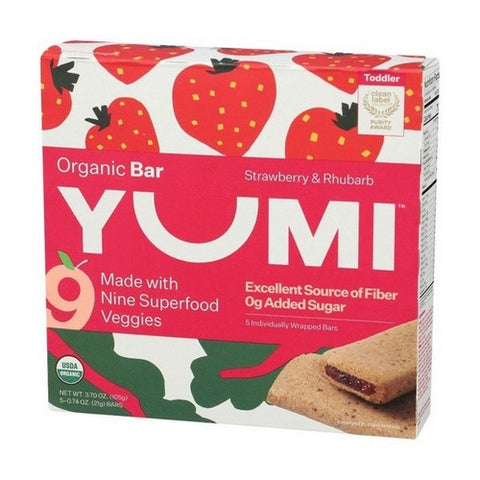 Yumi, Strawberry Rhubarb Bars, 3.7 Oz (Case Of 6)