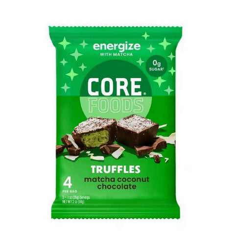 Core Foods, Matcha Coconut Chocolate Truffles, 1.83 Oz (Case Of 14)
