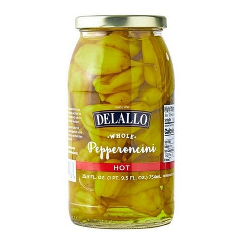 Delallo, Whole Pepperoncini Hot, 25.5 Oz (Case Of 6)
