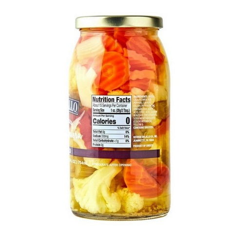 Delallo, Mild Pickled Giardiniera, 25.5 Oz (Case Of 6)