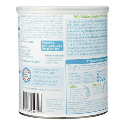 Babys Only Organic, Organic Toddler Formula Dairy DHA And Ara, 12.7 Oz (Case Of 6)