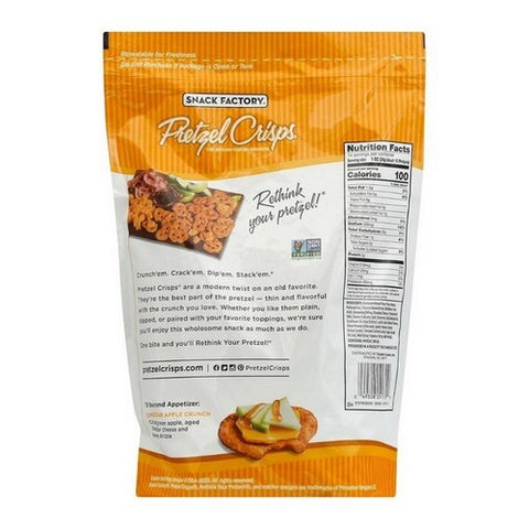 Pretzel Crisps, Snack Factory Cheddar Cheese Party Size, 14 Oz (Case Of 12)