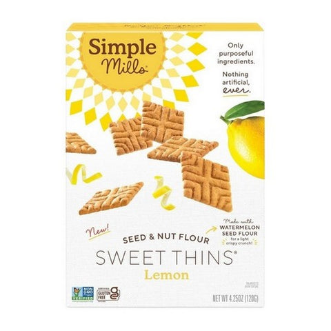 Simple Mills, Seed And Nut Flour Lemon Sweet Thins, 4.25 Oz (Case Of 6)