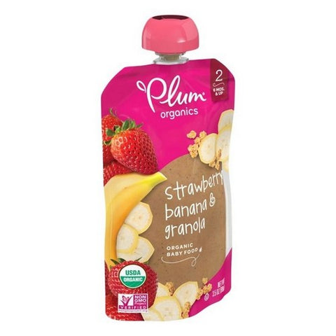 Plum Organics, Organics Tots Stage 2, 6 Months And Up Strawberry Banana Granola Baby Food, 3.5 Oz (Case Of 6)