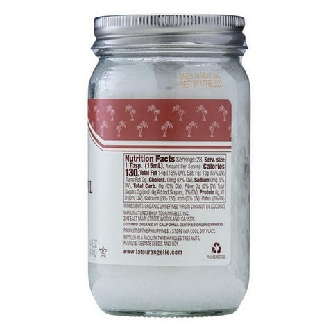 La Tourangelle, Organic Virgin And Unrefined Coconut Oil, 14 Oz (Case Of 6)