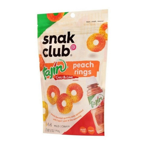 Snak Club, Tajin Chili And Lime Peach Rings, 5 Oz (Case Of 6)