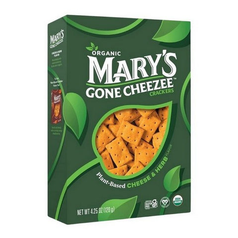 Marys Gone Crackers, Organic Cheezee Crackers Cheddar And Herb Flavor, 4.25 Oz (Case Of 6)