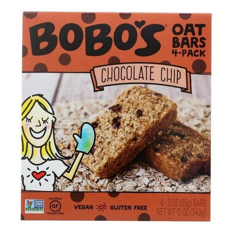 Bobo's Oat Bars, Vegan Gluten Free Chocolate Chip Oat Bar, 4 Pack (Case Of 6)