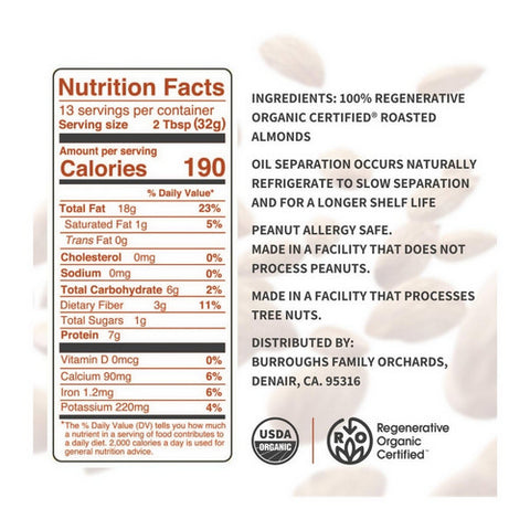 Burroughs Family Farms, Buff Creamy Almond Butter, 14 Oz (Case Of 6)