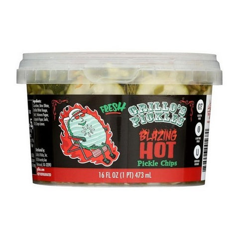 Grillo's Pickles, Fresh Blazing Hot Chips, 16 Oz (Case Of 6)