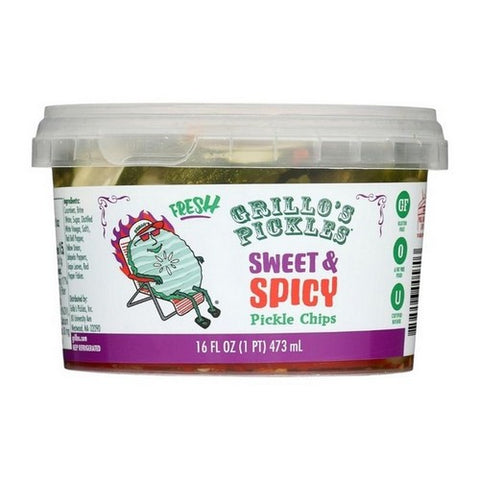 Grillo's Pickles, Fresh Sweet And Spicy Chips, 16 Oz (Case Of 6)