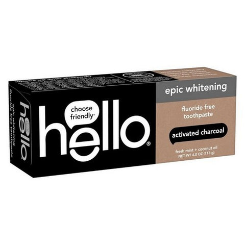 Hello Products, Llc, Toothpaste Activated Charcoal Whitening Fluoride Free, 4 Oz (Case Of 6)