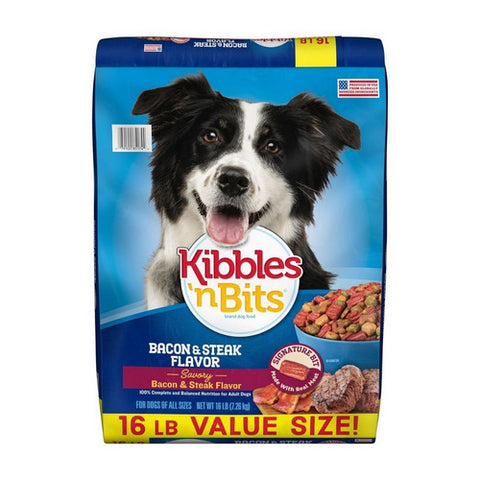 Kibbles N Bits, Bacon And Steak Flavor Dry Dog Food, 16 Lbs