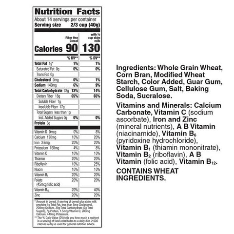 Fiber One, Original Bran Breakfast Cereal, 19.6 Oz (Case Of 6)