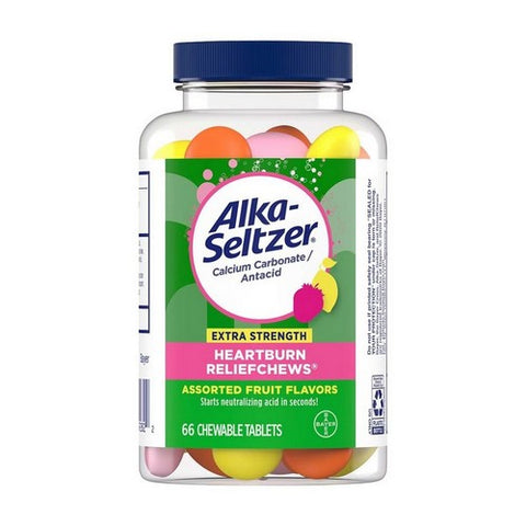 Alka-Seltzer, Extra Strength Heartburn Reliefchews Assorted Fruit, 66 Count (Case Of 3)