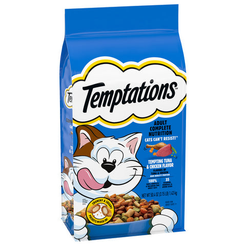 Temptations, Adult Complete Nutrition Tuna And Chicken Flavor Dry Cat Food, 3.15 Lbs (Case Of 4)