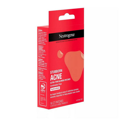 Neutrogena, Hydrocolloid Stubborn Acne Ultra Thin Blemish Patches, 16 Count (Case Of 6)