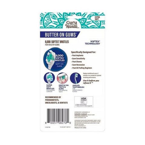 Gurunanda, Adult Toothbrush Extra Soft Bristles Butter On Gums, 6 Count