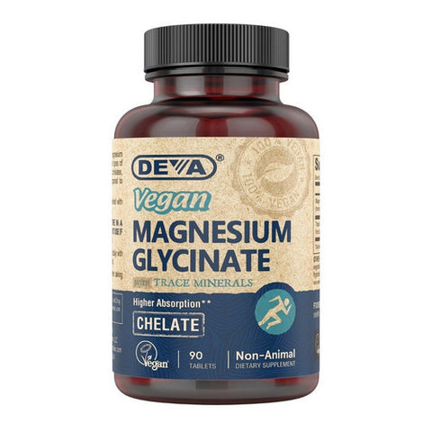 Deva Vegan Vitamins, Vegan Magnesium Glycinate With Trace Minerals, 90 Tablets
