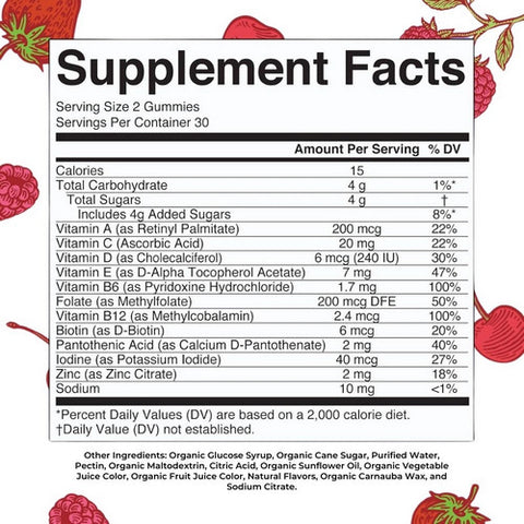 MaryRuth's, Berry Cherry Organic Kids Multivitamin Gummies, 60 Count