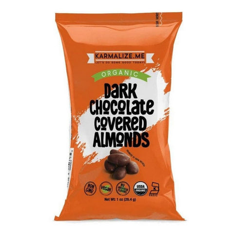 Karmalize.Me, Vegan Dark Chocolate Covered Almonds, 1 Oz