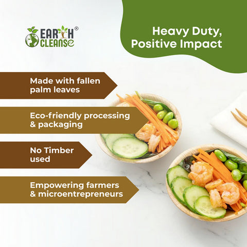 Earth Cleanse, Areca Palm Leaf Round Bowls 5-Inch, Pack of 25