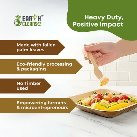 Earth Cleanse, Areca Palm Leaf Square Plates 7-Inch, Pack of 25