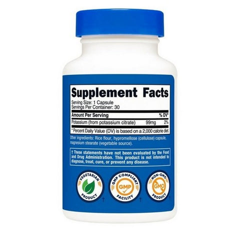 Nutricost, Potassium Citrate Capsules, 99 Mg, 30 Caps