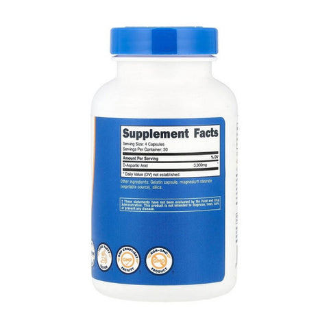Nutricost, D-Aspartic Acid Capsules, 3000 Mg, 120 Count