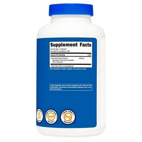Nutricost, Horny Goat Weed Capsules, 600 Mg, 180 Count