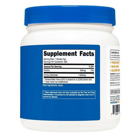 Nutricost, Choline Bitartrate Powder, 500 Grams