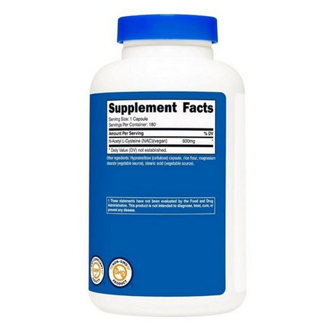 Nutricost, N-Acetyl L-Cysteine NAC Capsules, 600 Mg, 180 Count