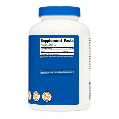 Nutricost, Taurine Capsules, 1000 Mg, 240 Count