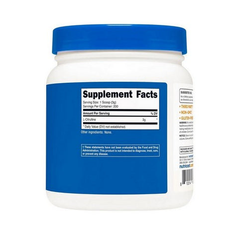 Nutricost, L-Citrulline Base Powder, 600 Grams