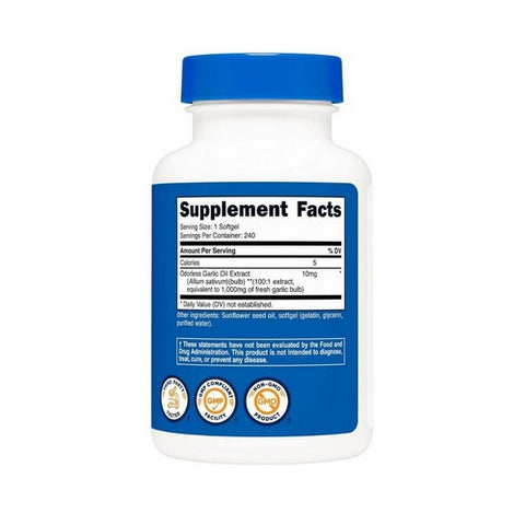 Nutricost, Garlic Softgels, 1000 Mg, 240 Count