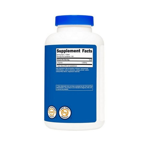 Nutricost, L-Arginine Tablets, 1000 Mg, 150 Count