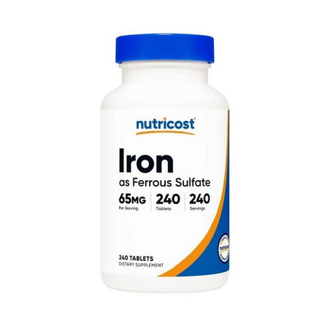 Nutricost, Iron Ferrous Sulfate Tablets, 65 Mg, 240 Count