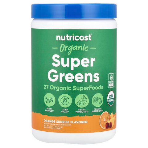Nutricost, Super Greens Powder Orange Sunrise Organic, 30 Serving