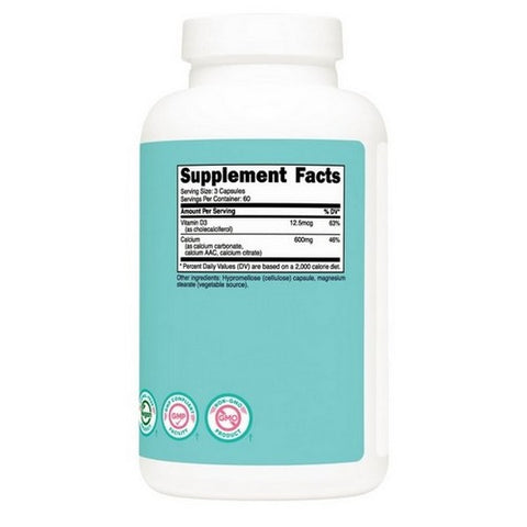 Nutricost, Calcium + Vitamin D3 Capsules For Women, 600 Mg, 180 Count