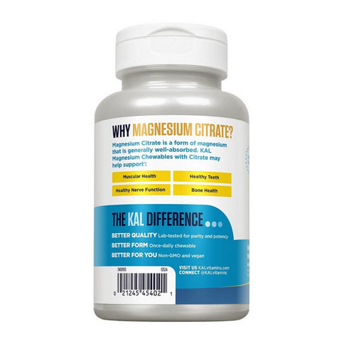 Kal, Magnesium Chewable, 90 Count