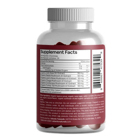 Atlantic Naturals, Organic Sea Moss With Shrooms Superfood, 60 Gummies